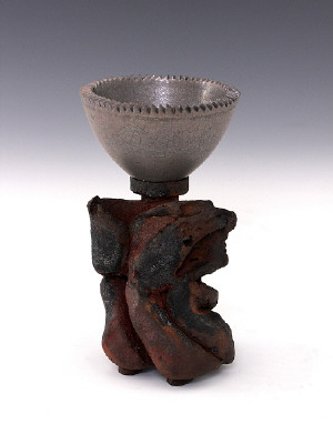 Artist: Adrian Saxe, Title: Untitled Mortar Bowl on Raku Base, 1983-1984 - click for larger image