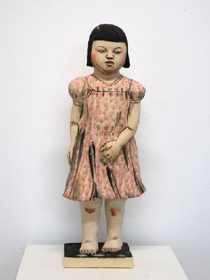 Artist: Akio Takamori, Title: Girl in Pink Dress (view 1), 2007 - click for larger image