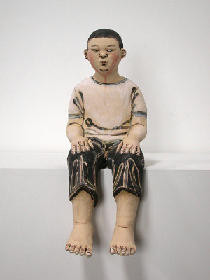 Artist: Akio Takamori, Title: Seated Boy in White T-shirt, 2007 - click for larger image