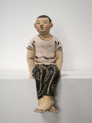 Artist: Akio Takamori, Title: Seated Boy with Crossed Legs, 2007 - click for larger image