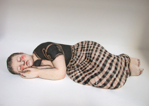 Artist: Akio Takamori, Title: Sleeping Woman in Checked Skirt, 2004 - click for larger image