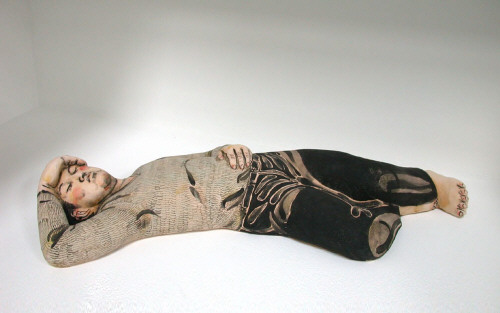 Artist: Akio Takamori, Title: Sleeping Young Man - click for larger image