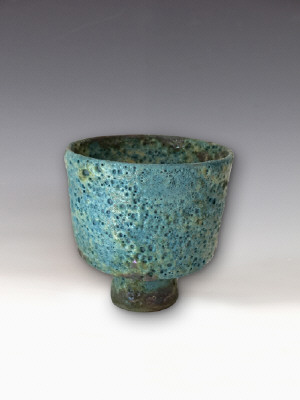 Artist: Beatrice Wood, Title: Blue Lava Glazed Footed Bowl with Gold Lustre, c. 1994 - click for larger image