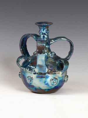 Artist: Beatrice Wood, Title: Blue Luster Bottle with 6 Handles, 1978 - click for larger image