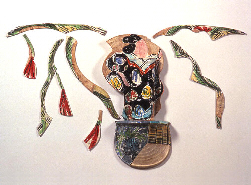 Artist: Betty Woodman, Title: Balustrade Relief Vase #02-4, 2002 - click for larger image