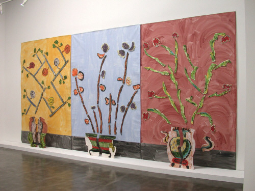 Artist: Betty Woodman, Title: Ceramic Pictures of Korean Paintings, Installation View, Frank Lloyd Gallery, September 2003 - click for larger image