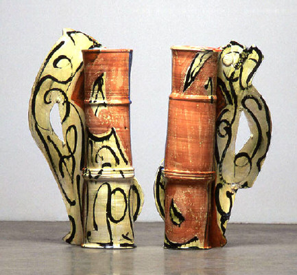 Artist: Betty Woodman, Title: Divided Vases - Christmas (view B), 2004 - click for larger image