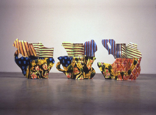 Artist: Betty Woodman, Title: Fabric and Line Triptych (view A), 2004 - click for larger image