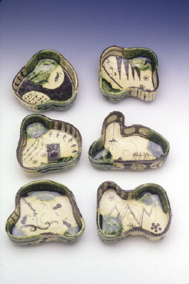 Artist: Goro Suzuki, Title: Oribe Set of Bowls, 1999 - click for larger image