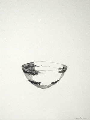 Artist: Jennifer Lee, Title: Jennifer Lee Drawing of Olive, lichen ring, metallic halos, 2012 - click for larger image
