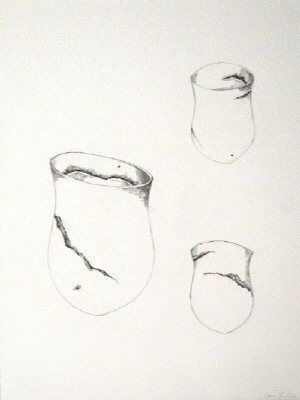 Artist: Jennifer Lee, Title: Jennifer Lee Drawing of sand-grained, haloed olive trace, tilted, 2012 - click for larger image