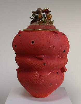 Artist: Ralph Bacerra, Title: Untitled Lidded Vessel (Red), 2001 - click for larger image