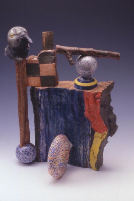 Artist: Robert Hudson, Title: Untitled Bottle with Bird, 2001  - click for larger image